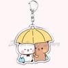 Cute Bubu Dudu Love Keychains Couple Bear Panda Acrylic Keyring for Accessories Bag Pendant Key Chain Jewelry Fans Lovers Gifts