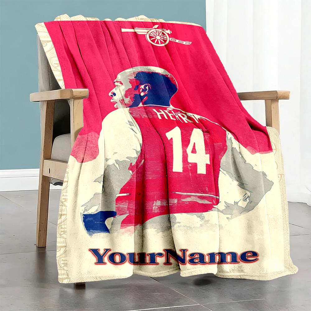 Arsenal Personalized Text Blanket Cozy Customizable Blanket Soft Warm Cozy Throw For Home Decor Office Bedding Living Room All-Season Use