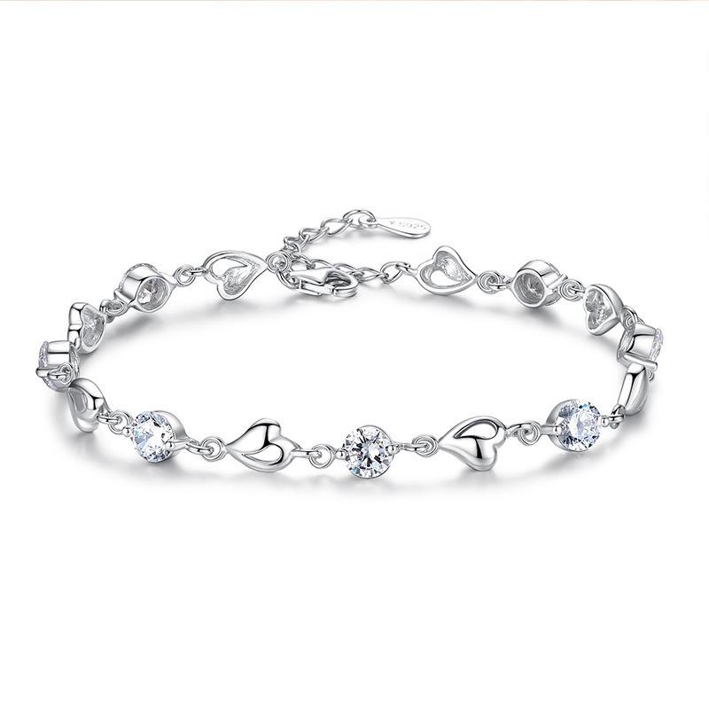 

Forest Bohemian Ocean Heart Blue Crystal Love Bracelet For Women Simple Zircon Jewelry