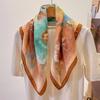 New Retro Floral Print Hair Headband Velvet 70cm Square Scarf Women Soft Cotton Neckerchief Female Neck Tie Lady Head Hijab Gift