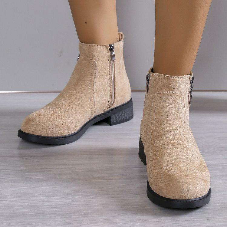 Fashion Fashionable Short Leg Women's Boots 2024 Autumn New Item Retro Simple Side Zipper Comfortable Women's Boots Zapatos De Mujer