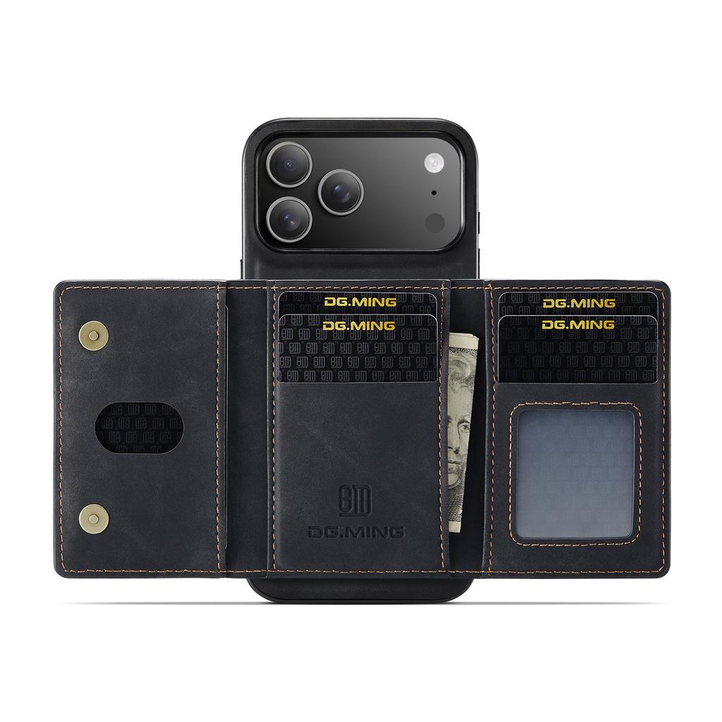 DG.MING M2 Series for iPhone 17 Pro Max Case PU+PC+TPU Phone Cover Detachable Wallet