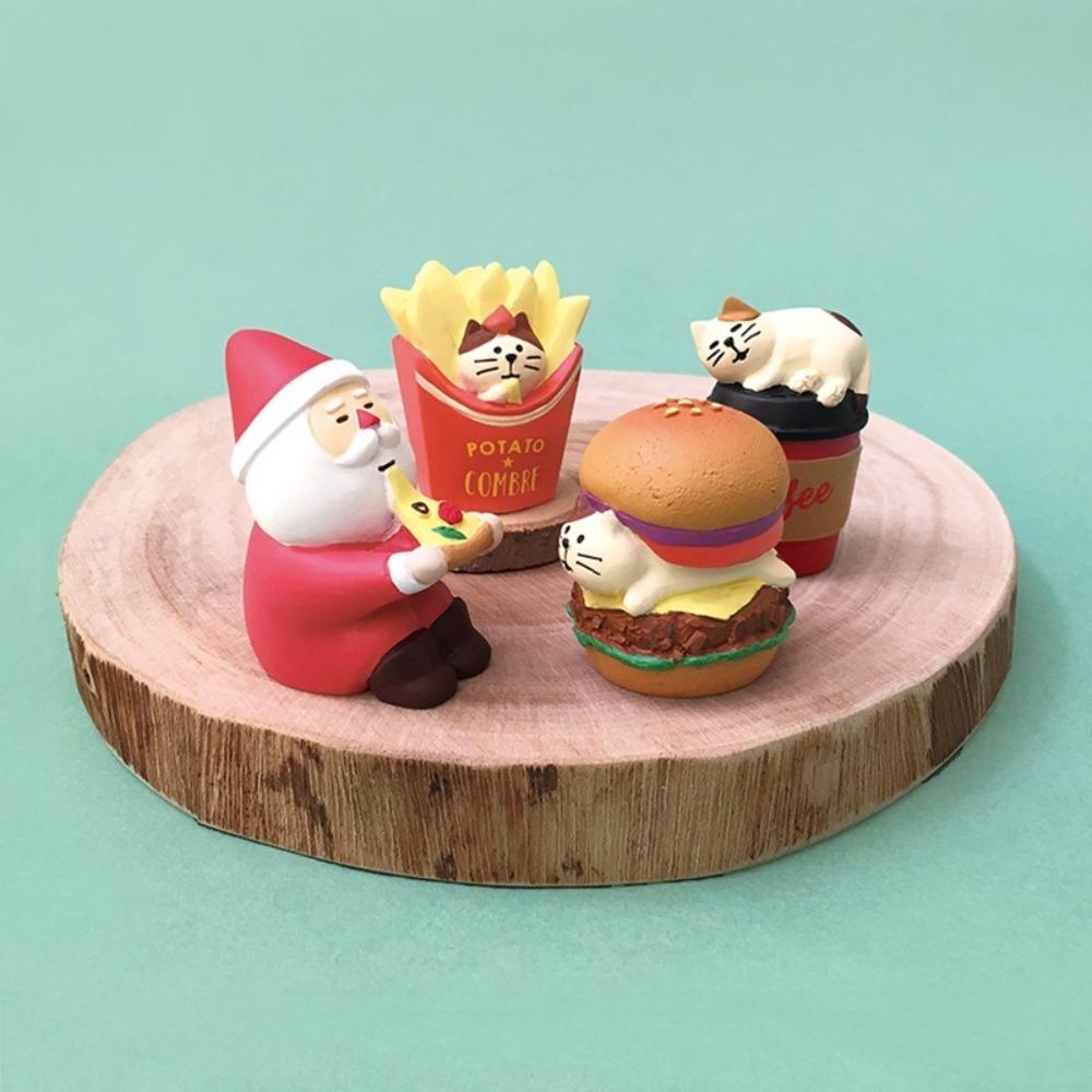 New Japanese Christmas Ornaments Coffee Santa Claus Creative Xmas Gifts Sweet Cone Doughnut Cake Decoration Garden Accessories