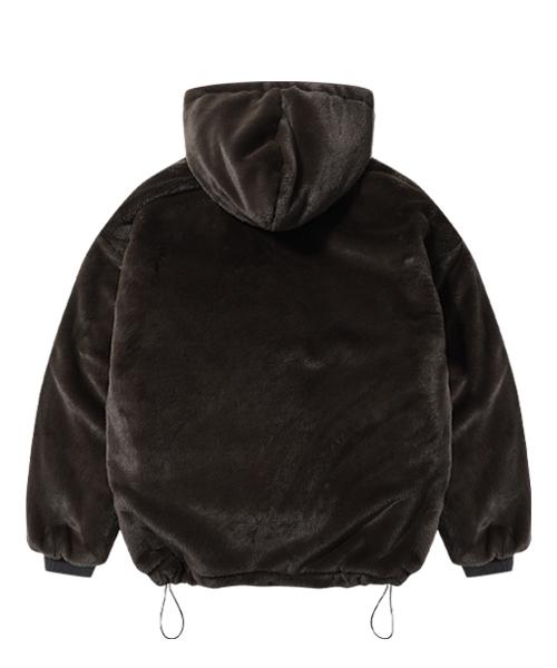 Then Our Mink Fur Oversized Zip-Up Hoodie (Khaki Brown)