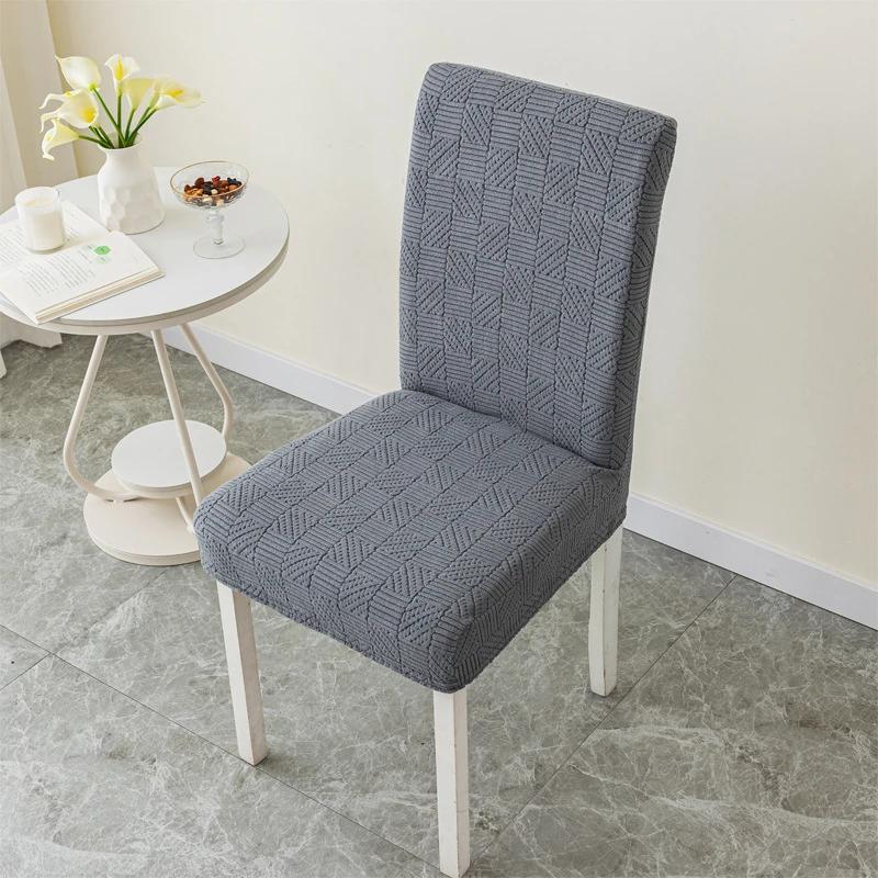 Stretch Dining Chair Cover Twill Jacquard Elastic Seat Cover Washable Normal Stool Slipcover for Kit Pet Room Living Home Decor