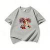 Kids Cotton T Shirt Rainbow Hair Girl Kissing Puppy Dog Print Crew Neck Short Sleeve Tee Casual Boys Girls Summer Tops