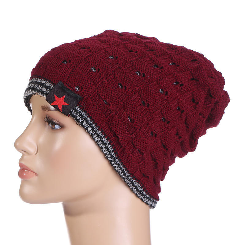 Winter Warm Men Star Skull Chunky Hat Women Knit Beanie Reversible Baggy Snow Cap Male Oversize Cap Warm Causal Accessories