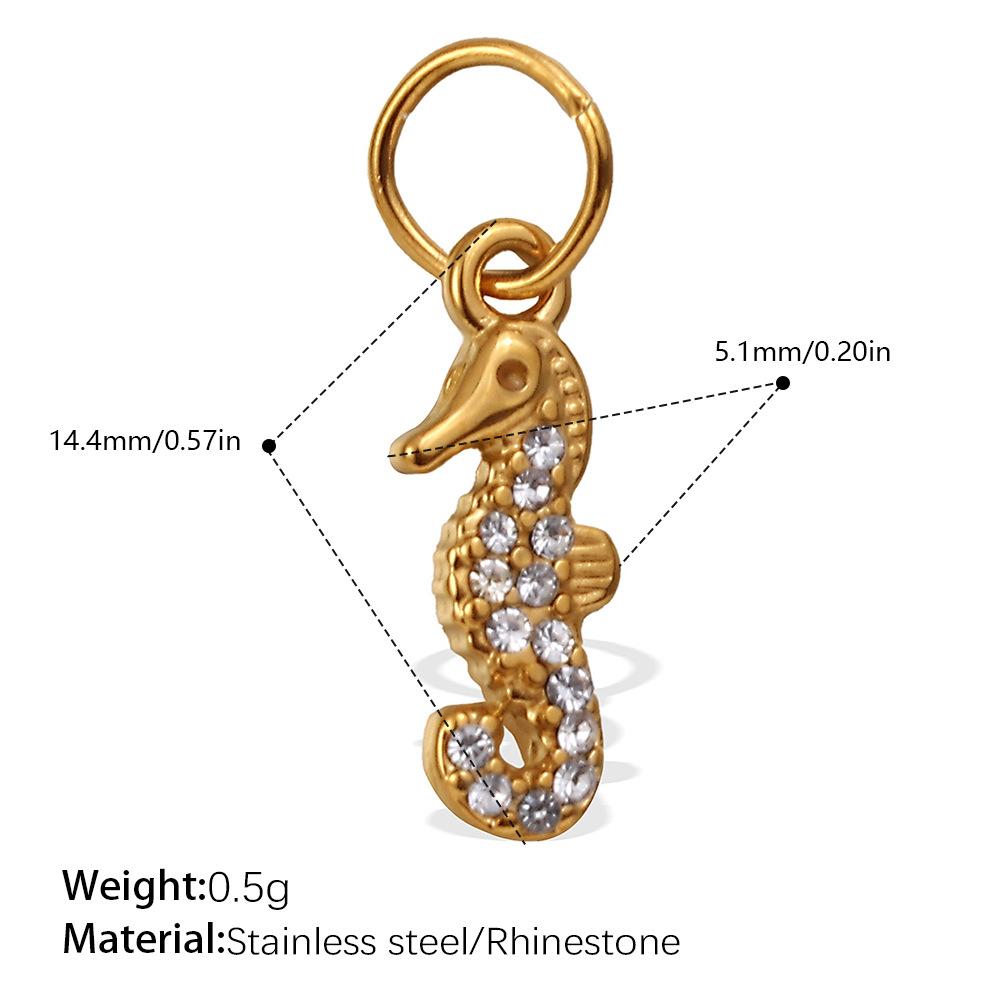 Beach Wind Delicate Inlaid Rhinestones Starfish Coconut Tree Pendant Diy Necklace Pendant Stainless Steel Bracelet Accessories