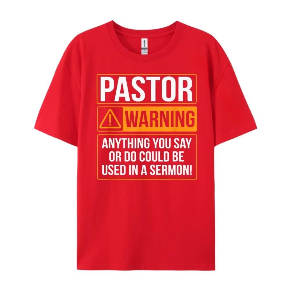 2026 New VintagePastor Warning Anything You Say Could Be Used in A Sermon Print Short Sleeve Streetwear Mens T Shirt Top