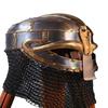 Viking Chainmail Helmet - Vendal Style, SCA LARP Hand-Forged Steel and Brass Armor with Chainmail Detailing