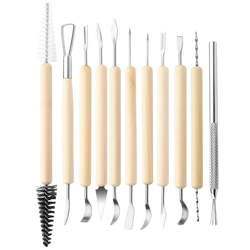 11-Piece Wooden Clay Sculpting and Carving Tool Set 11-Piece Set
