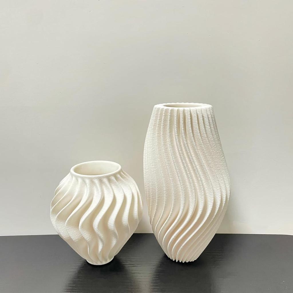 Modern Vase, White Minimalist Small Flower Holders for Pampas Grass Decor, Coffee Table & Shelf Decor, Abstract Vases for Flower Bouquet, Trendy Home