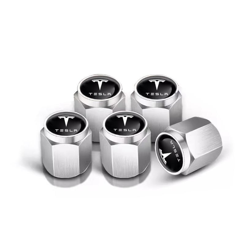 ALS1 5PCS Car Tire Valve Cover Aluminium Alloy Tire Wheel Stem Air Valve Cap For Tesla Model 3 Y S X 2021 Roadster Cybertruck Juguete