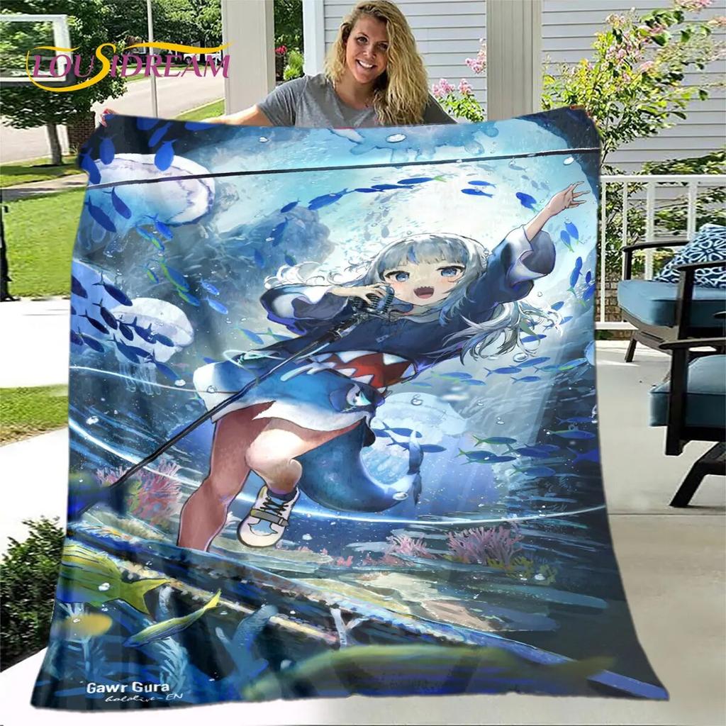Gawr Gura Hololive Cute Anime Soft Plush Blanket,Flannel Blanket Throw Blanket for Living Room Bedroom Bed Sofa Picnic Cover Kid