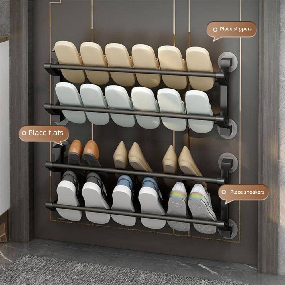 Wall Mounted Folding Slippers Rack Double Layer Bathroom Shoe Rack  Bathroom