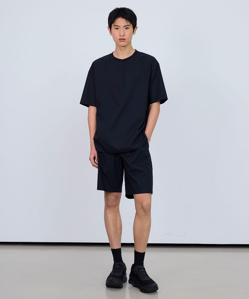MINDBRIDGE [Air Cool] Air Hole Full Elastic Waist Black Half Pants