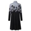 Ladies Fashion Print Half High Neck Long  Sleeve  Loose Straight  Dress