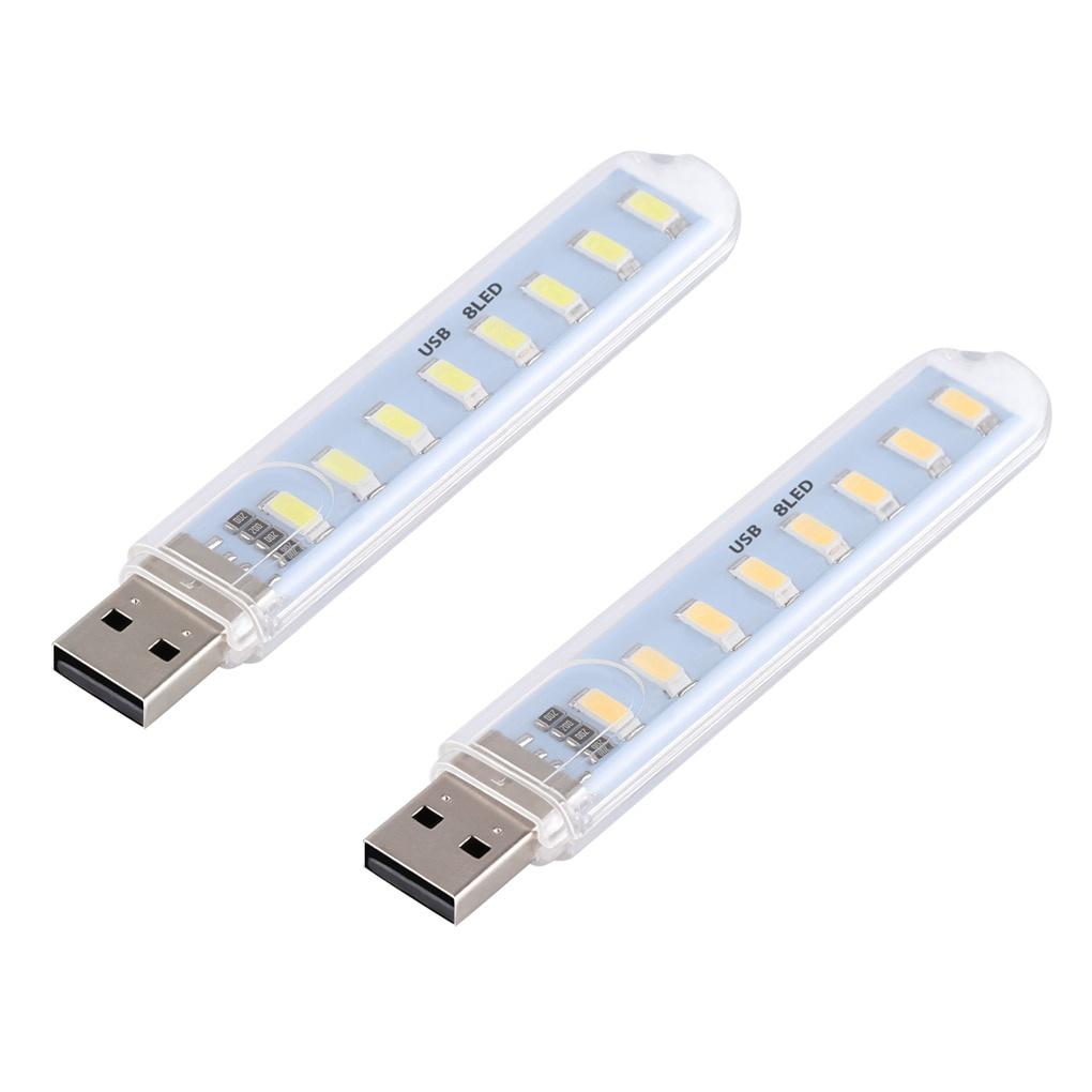 2Pcs/3Pcs Mini Portable USB LED Book Light DC5V Ultra Bright Reading Book Lamp 3leds 8leds Lights For Power Bank PC Laptop Notebook