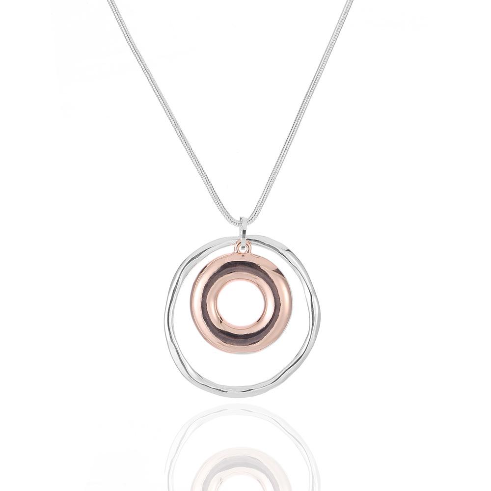 Popular Necklace Geometric Double Ring Short Pendant Sweater Chain Environmentally Friendly