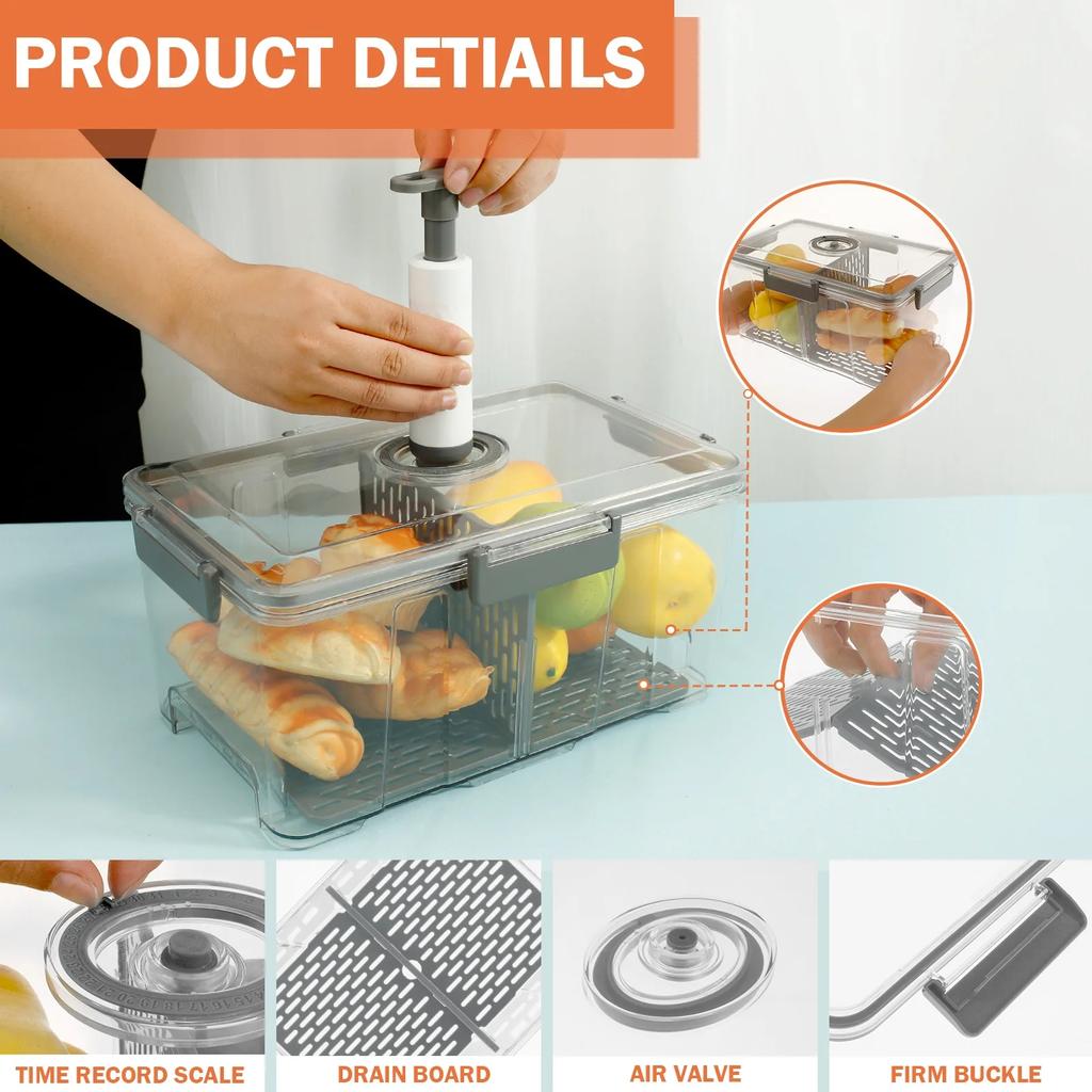 Vacuum Container Vacuum Seal Container Saver Food Sealed Container Fresh Keeping Box Food Storage Container for Dry Foods