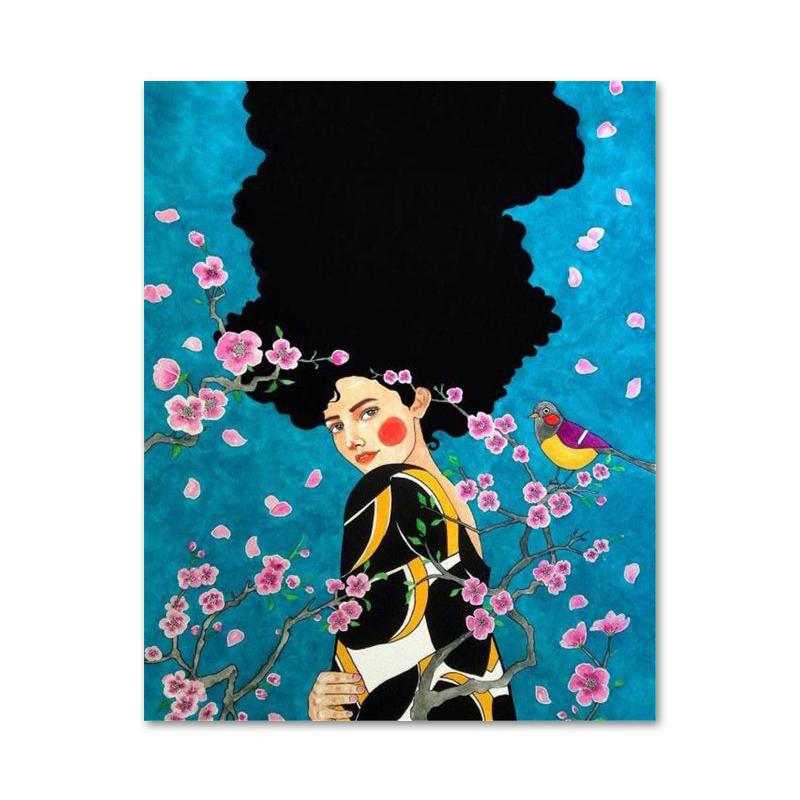 Abstract Style Girl Portrait Canvas Paintings Modern Figure Posters Prints Wall Art Pictures for Living Room Bedroom Home Decor