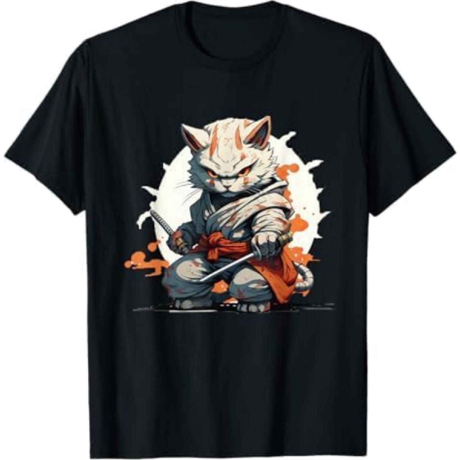 

Japanese Ninja Cat Warrior Battle Pose Kawaii T-Shirt BAOANH Mens Womens Tank Top Sweatshirt Hoodie Longsleeve 195 Black XXXXXL різнокольоровий