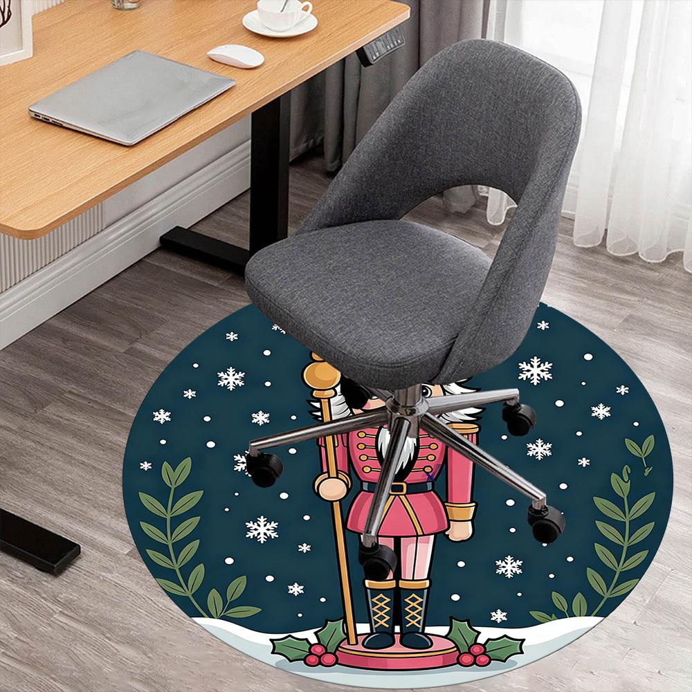 

1pc Nutcracker Christmas Round Chair mat office Area Rug - Non-Slip, Floor Mat for Office, Bedroom, Ideal home decor gift c0112005 80cm