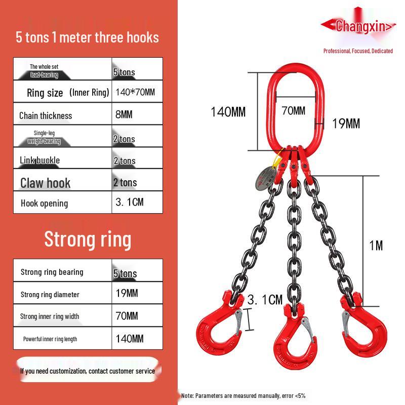 G80 Grade Heavy-Duty Steel Lifting Chain Sling with Double and Quad Hooks for Crane Use