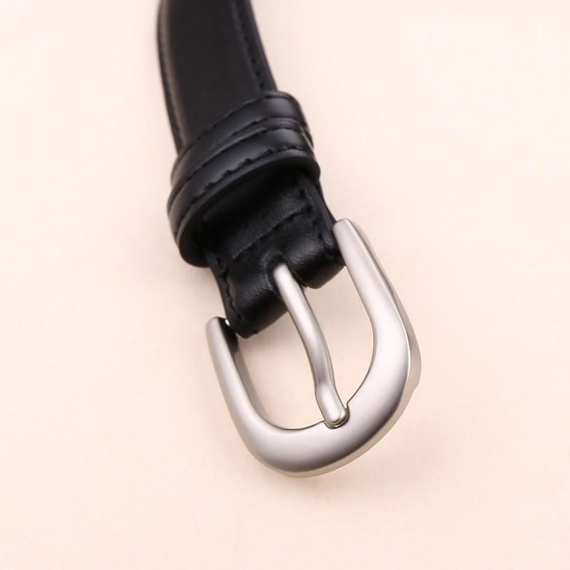 Womens Genuine Leather Belt With Pin Buckle Slim Business Waistband Office Casual Formal Wear Black Brown Beige Tan