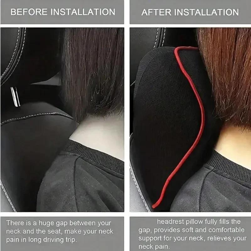 Ergonomic Memory Foam Car Neck Pillow - Adjustable Strap Headrest Cushion for Comfort & Easy Installation (Durable)