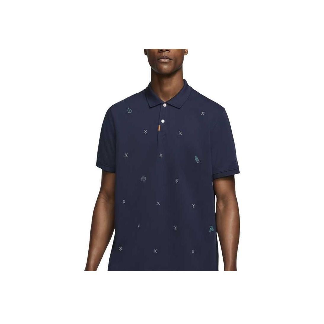 

Nike Fashion Loose Comfortable Trendy All-Match Printed Short Sleeve Polo Shirt Men tops Blue CI9783-451 L