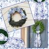 2 Pcs Wreath Sash for Front Door Reversible Chinoiserie Wreath Sash Accessories Decor for Monogram Garland Ribbon Porch Indoor Outdoor Home Party