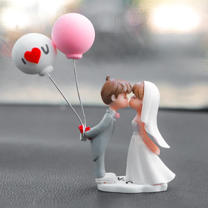 

Adorable Couple Mirror Pendant For Car Interior Decorative Plastic Material With Cartoon Design StyleE