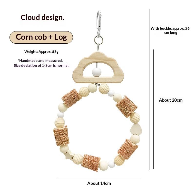 Wood Bird Swing Chew Toy for Parrots & Small Animals-Durable Boredom Buster Fashion Pet Toy for Indoor/Outdoor Use