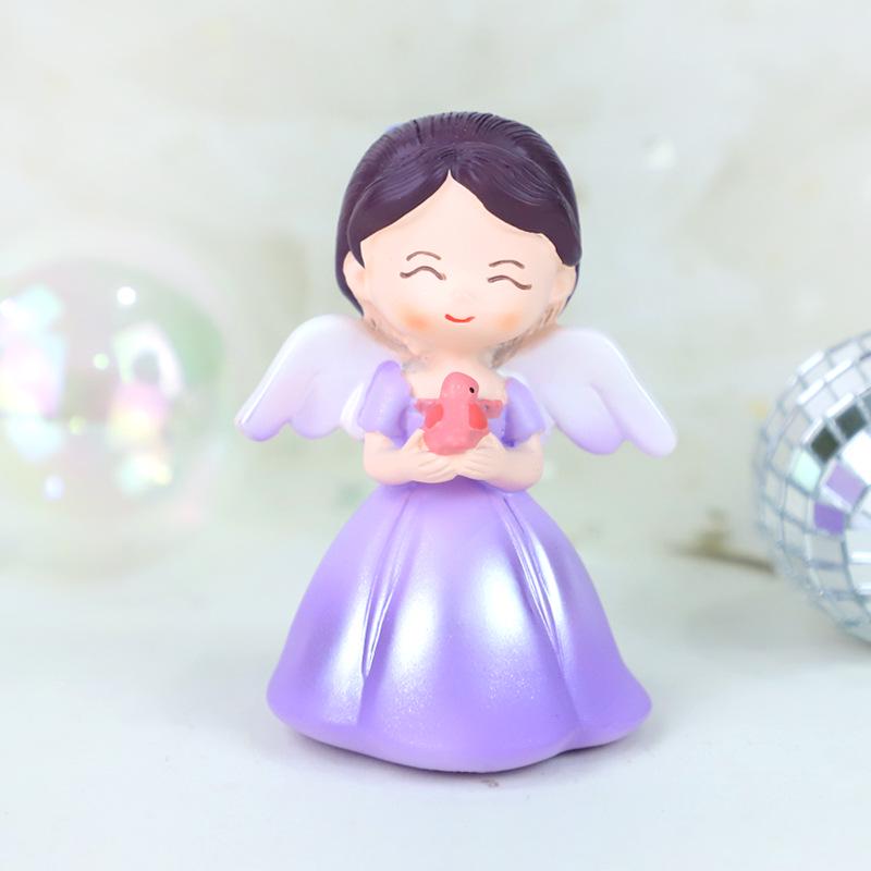 Fairy Princess Birthday Cake Decor: Gold Balls, Clouds & Colorful Wings Resin Ornaments