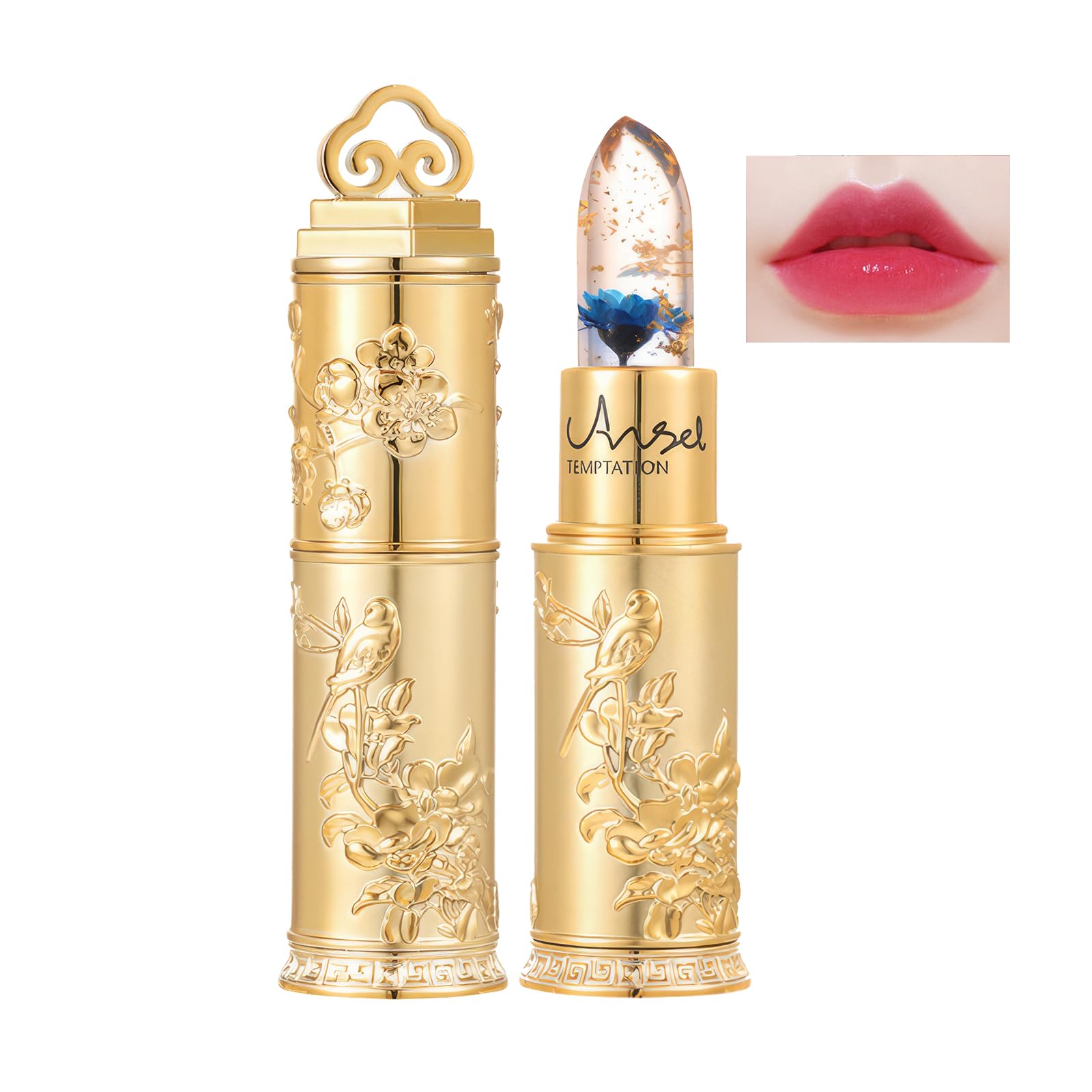 

Qin Derdom Прозрачная помада-желе с цветком, Бальзам для губ, меняющий цвет в зависимости от pH, Водостойкая, Долгостойкая увлажняющая матовая