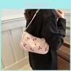 Trendy Cherry Print Canvas Shoulder Bag For Women In Black Pink And White Colors