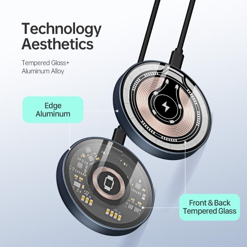 Upgraded Magnetic Wireless Charge Stand 15W Fast Charging Dock Station 3-in-1 Magnetic Wireless Charging Pad for Phone