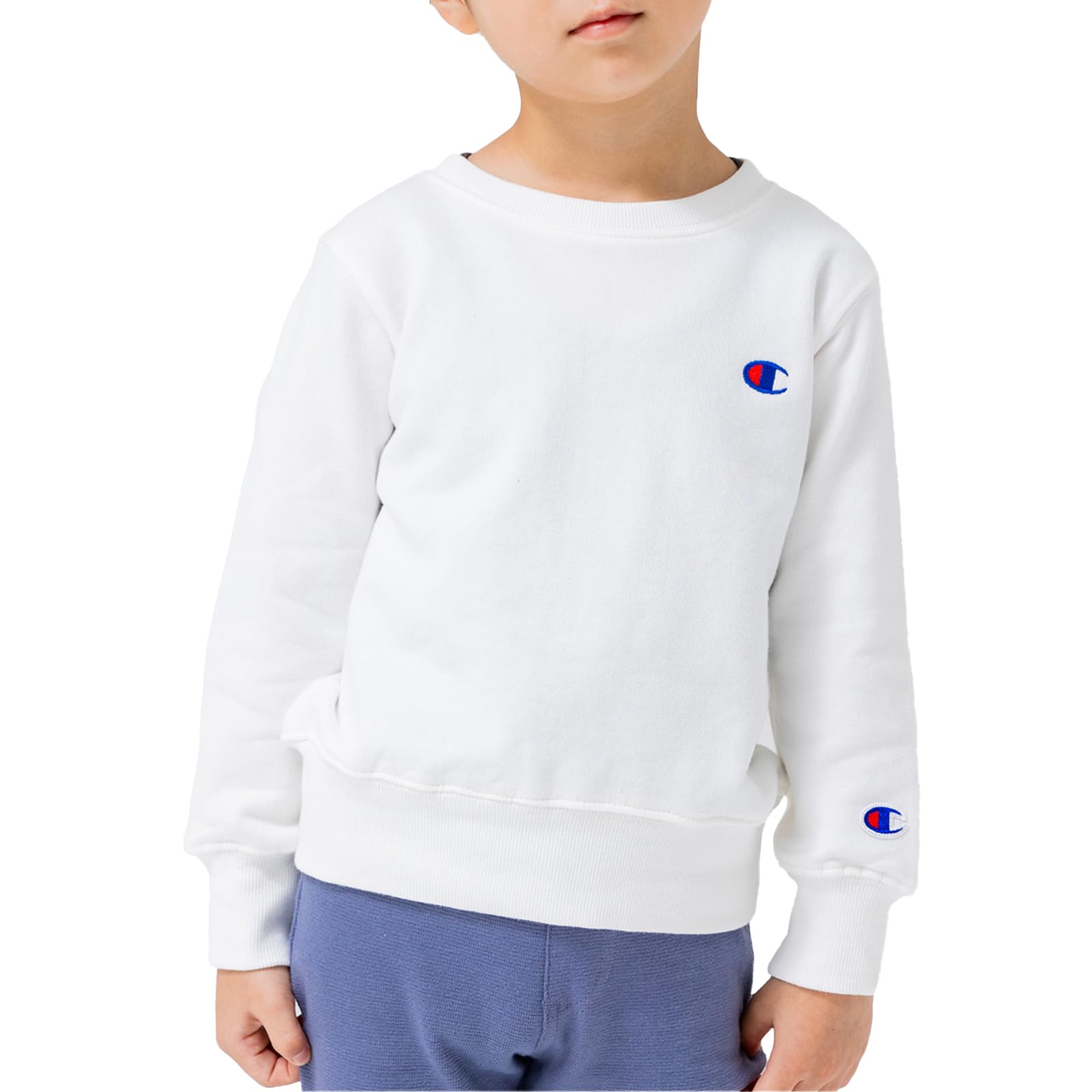 

Champion and Long Logo Boys and Size Kids Baby s Sweatshirt, Sleeve, Print, Fleece, Girls, White, 130cm, 63412381-130OW