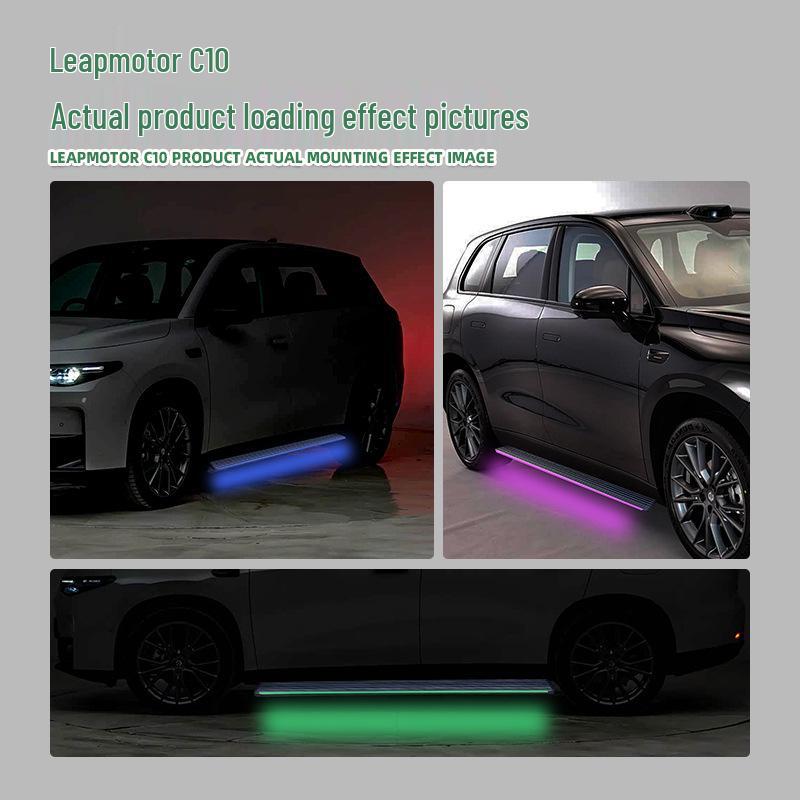 Leapmotor C10 SUV Side Foot Pedal with Purple Light - All Aluminum Alloy, Original Style Modification.