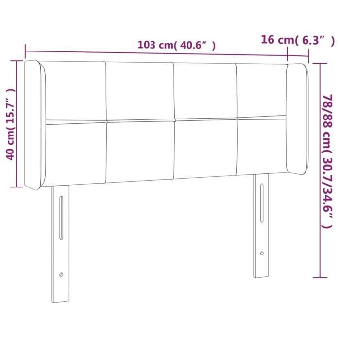 VidaXL Headboard with Ears Black 103x16x78-88 Cm Fabric3118760