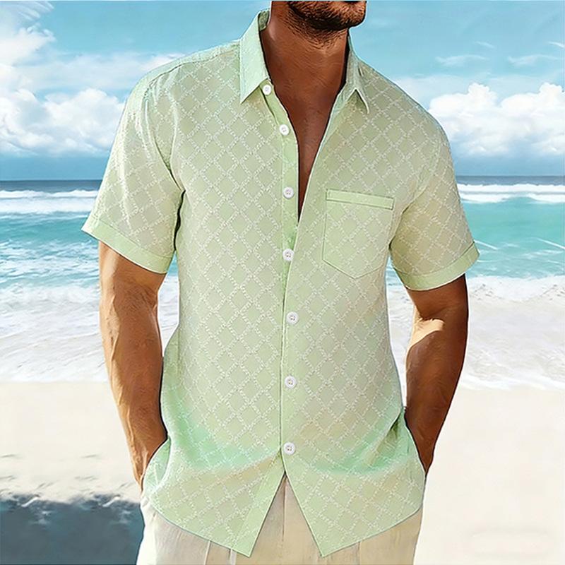2026 New Model Loose Casual Turn-down Collar Half-sleeve Men's Shirt