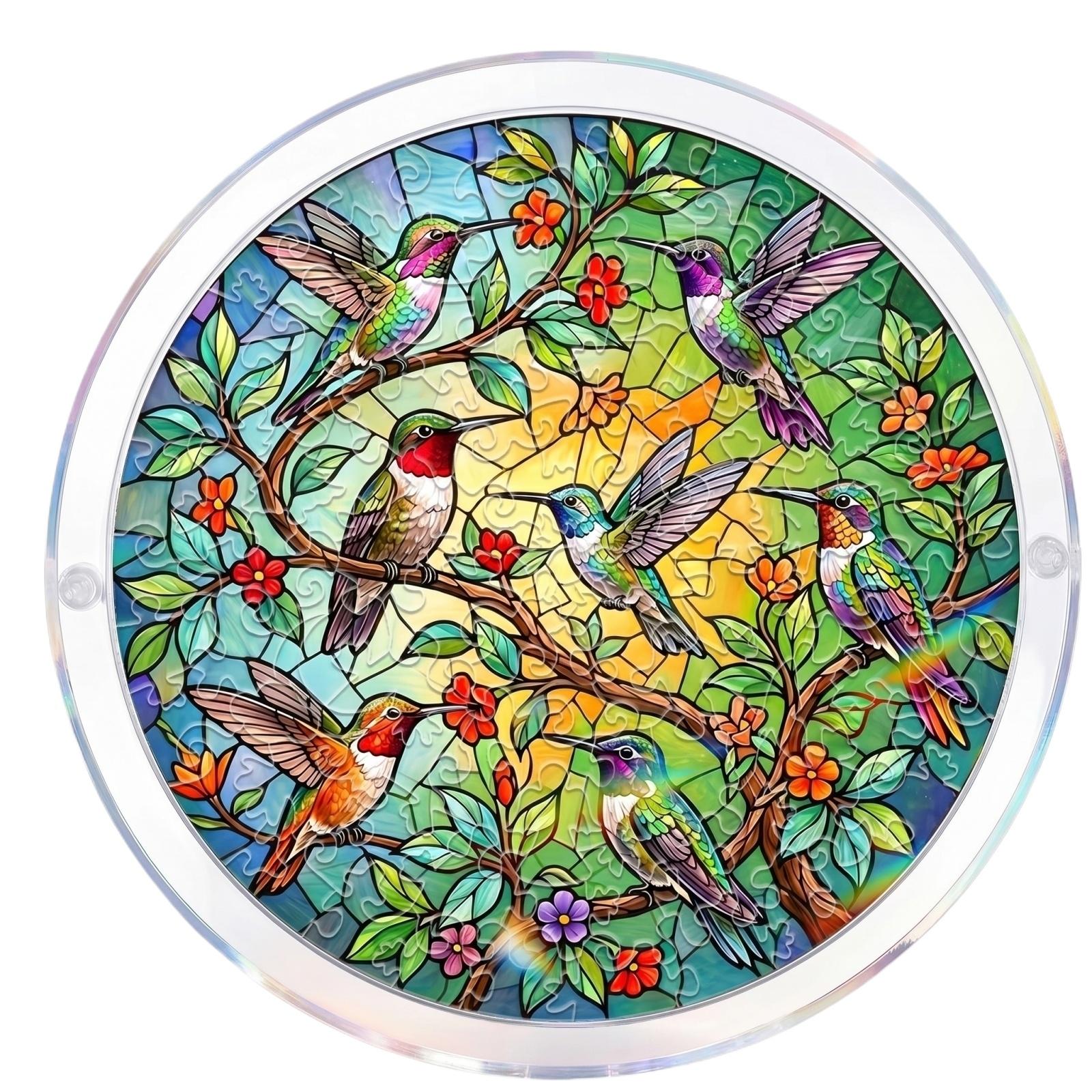 

Acrylic Jigsaw Puzzle Hanging Ornament Window Decoration Home Decor Round Shape Cat Pattern Suncatcher with Chain for Indoor Display One Size