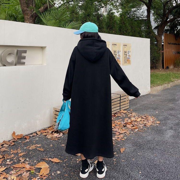 Women's Fashion Fall Winter Long Sleeve Hooded Loose Waistline Casual Dresses