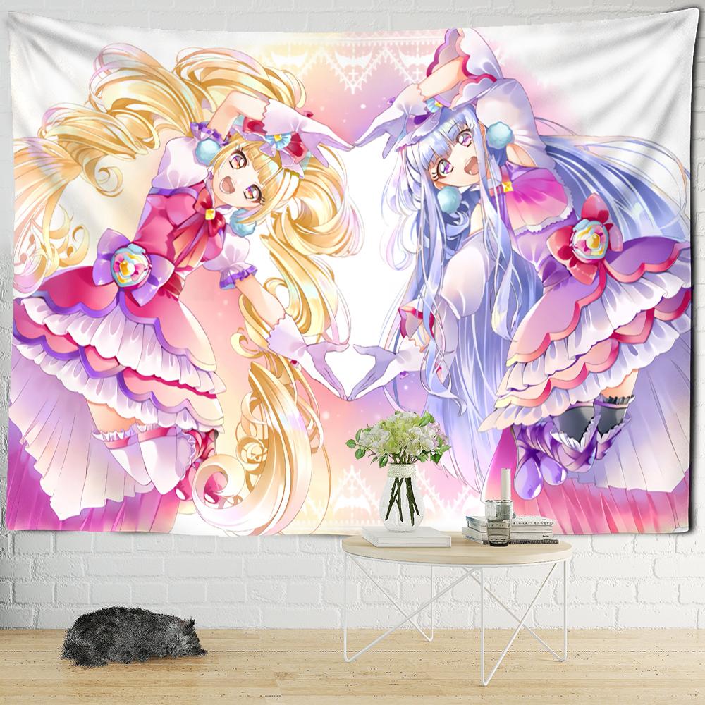 Cartoon Pink Anime Girl Tapestry Boho Kawaii Art Minimalistyczny Wiszący Na Ścianie Pokój Dziecięcy Wystrój Sypialni
