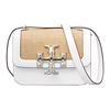 Eleanor Series Double T Logo Flap Woven Box Bag Women Shoulder Bag White 139948-100