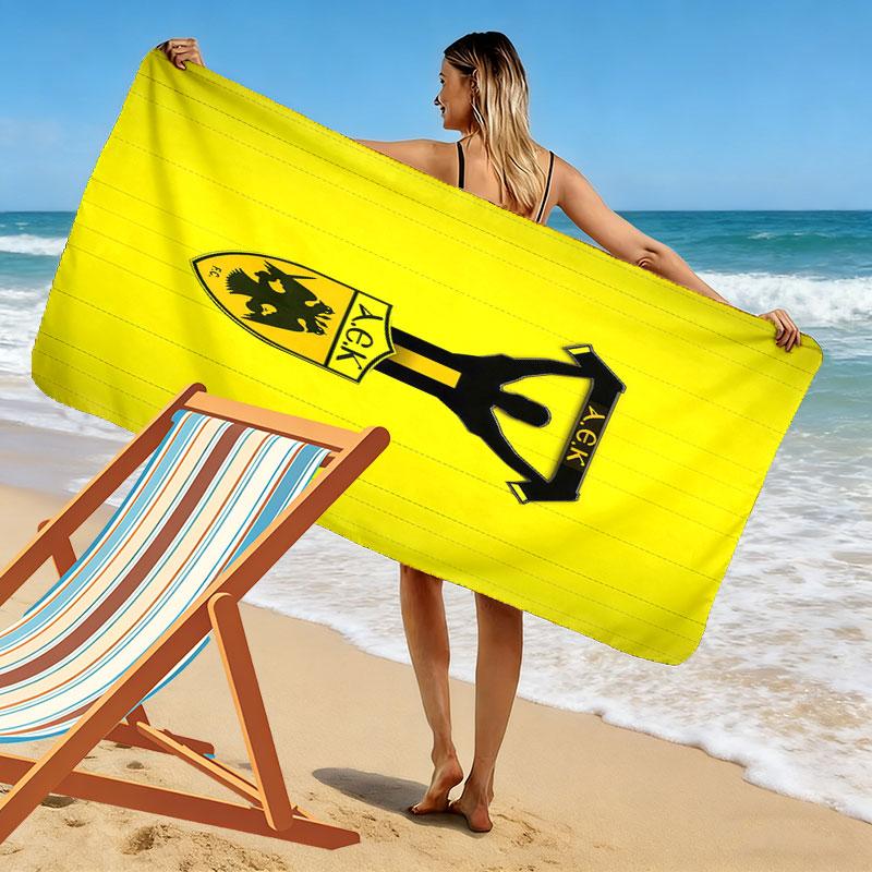 AEK FC Print Beach Towel, Large Soft Quick Dry Towel for Beach Camping Swimming