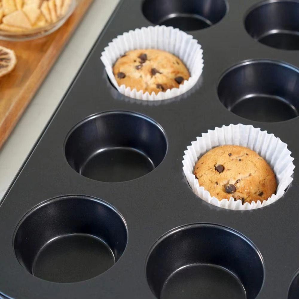 Non-Stick Muffin Pan Carbon Steel Cupcake Mold Kitchen Baking Tool Cheesecake Pan  Bakery