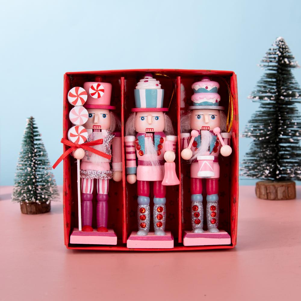 Pink Dessert-Style Nutcracker Ornament Set