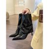 Fashion Ankle Boots Women Black Beige Brown Microfiber Leather Women Short Boots Pointed Toe Stiletto High Heel Winter Ladies Boots
